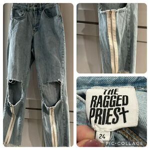 ASOS The Ragged Priest Distressed Ripped Straight‎ Leg Jeans Zipper Legs Size 24